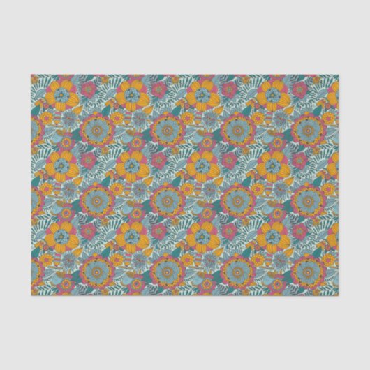 Farbenfrohes Blumenmuster Seidenpapier (Vorderseite)