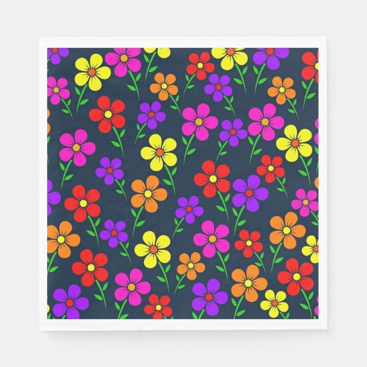 Farbenfrohes Blumenmuster Serviette (Vorderseite)