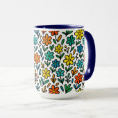 Farbenfrohes Blumenmuster Tasse (VorderseiteRechts)