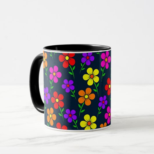 Farbenfrohes Blumenmuster Tasse (Vorderseite Links)