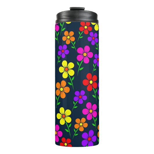 Farbenfrohes Blumenmuster Thermosbecher (Vorderseite)