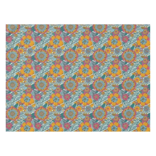 Farbenfrohes Blumenmuster Tischdecke (Vorderseite (Horizontal))