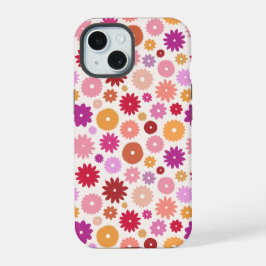 Farbenfrohes Blumenmuster wiederholt sich iPhone 15 Hülle