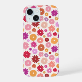 Farbenfrohes Blumenmuster wiederholt sich iPhone 15 Hülle