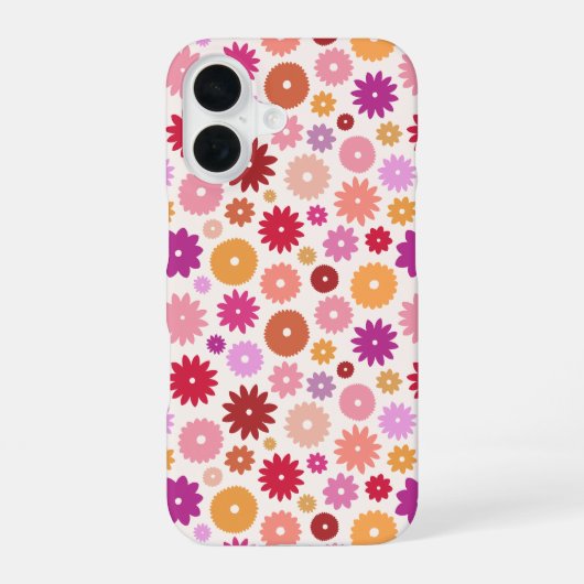 Farbenfrohes Blumenmuster wiederholt sich iPhone 16 Hülle (Rückseite)