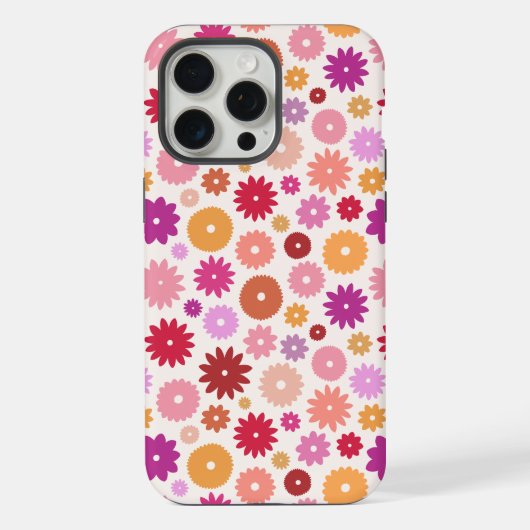 Farbenfrohes Blumenmuster wiederholt sich iPhone Hülle (Rückseite)