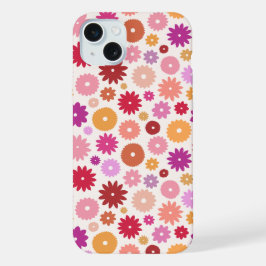 Farbenfrohes Blumenmuster wiederholt sich iPhone 15 Plus Hülle
