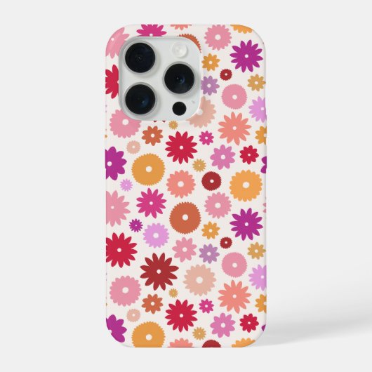 Farbenfrohes Blumenmuster wiederholt sich iPhone Hülle (Rückseite)
