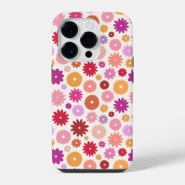 Farbenfrohes Blumenmuster wiederholt sich iPhone 14 Pro Hülle