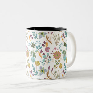 Farbenfrohes Blumenmuster Zweifarbige Tasse