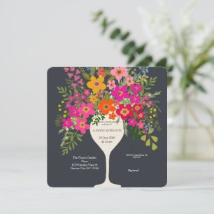 Farbenfrohes Blumiges Weinglas Brausebad Save The Date