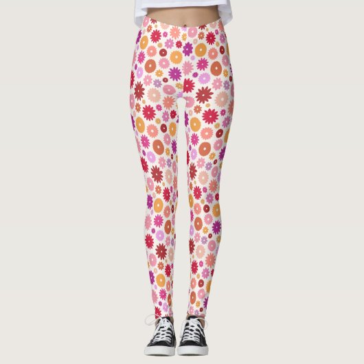 Farbenfrohes Blütenmuster Leggings (Vorderseite)