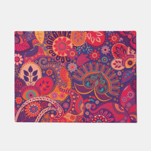 Farbenfrohes Bohemian Boho MOD Hippie Chic Muster Fußmatte (Vorderseite)