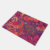 Farbenfrohes Bohemian Boho MOD Hippie Chic Muster Fußmatte (Schrägansicht)