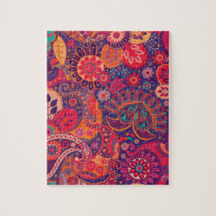 Farbenfrohes Bohemian Boho MOD Hippie Chic Muster Puzzle