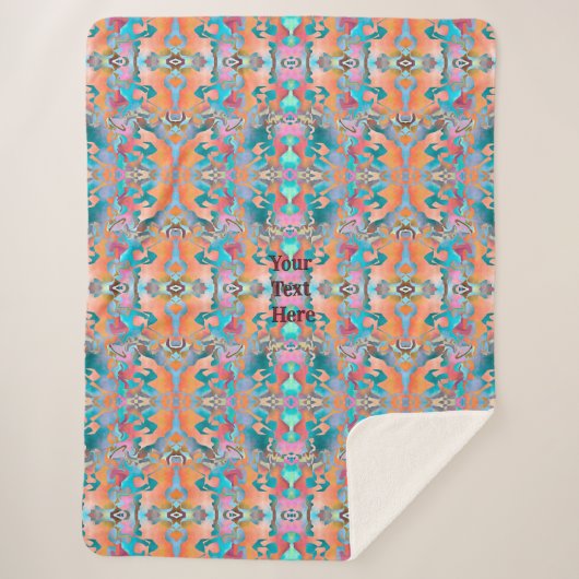 Farbenfrohes Boho-Abstraktkunstmuster Sherpadecke (Vorderseite)