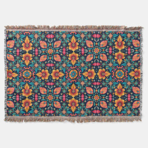 Farbenfrohes Boho-Blumenmuster Elegante Symmetrie Decke