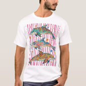 Farbenfrohes Boho-Delfin-Trio T-Shirt (Vorderseite)