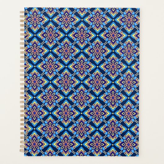 Farbenfrohes Boho-Geometrisches Blumenmuster Planer (Vorderseite)