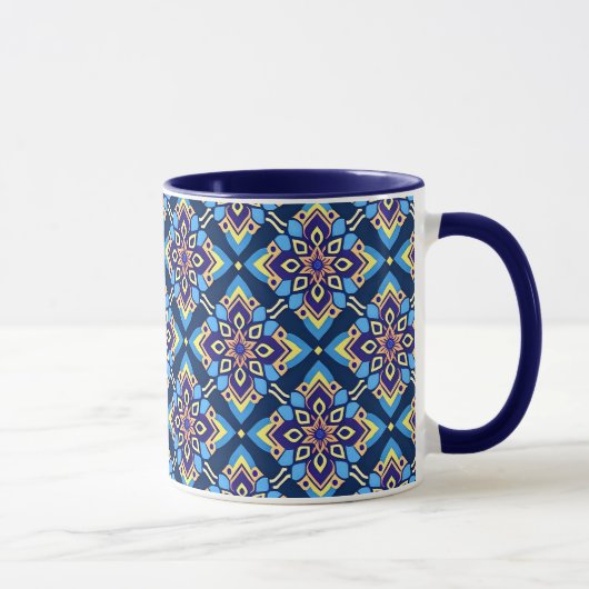 Farbenfrohes Boho-Geometrisches Blumenmuster Tasse (Rechts)