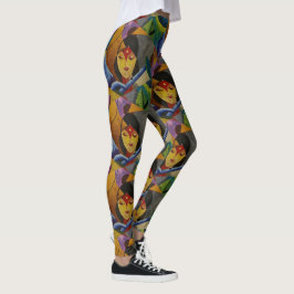 Farbenfrohes Boho-Kubismus-Kunstmuster ohne Naht Leggings