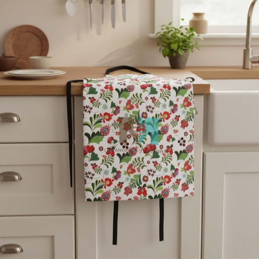 Farbenfrohes Boho Ungarisches Volksblumen-Design-G Schürze