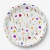 Farbenfrohes botanisches Garten-Blumenmuster Pappteller (Vorderseite)