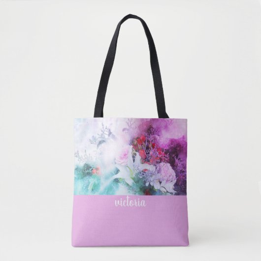 Farbenfrohes botanisches Gartenmonogramm Tasche (Vorderseite)