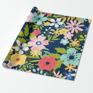 Farbenfrohes botanisches Muster Geschenkpapier