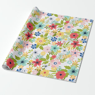 Farbenfrohes botanisches Muster Geschenkpapier