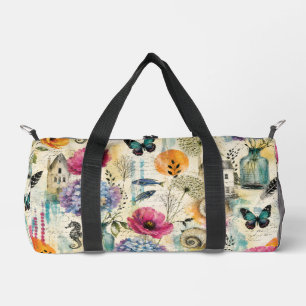 Farbenfrohes botanisches Wasserfarbenmuster für di Duffle Bag