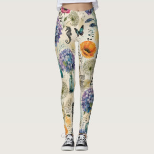 Farbenfrohes botanisches Wasserfarbenmuster für di Leggings