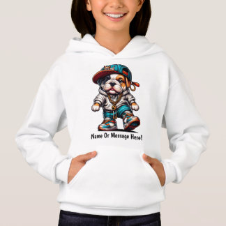 Farbenfrohes Bulldoggen-Welpen-Straßen-Personalisi Hoodie