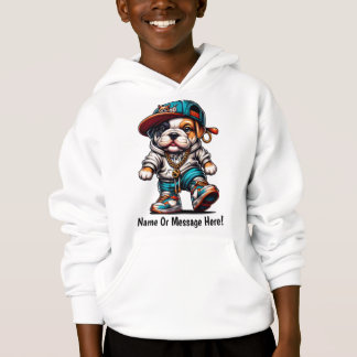 Farbenfrohes Bulldoggen-Welpen-Straßen-Personalisi Hoodie