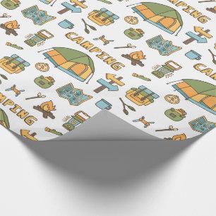 Farbenfrohes Camping-Ausrüstung-Muster-Wrap-Papier Geschenkpapier