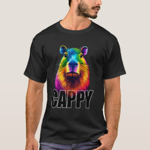Farbenfrohes Capybara Cappy Tierliebhaber Schwarz T-Shirt