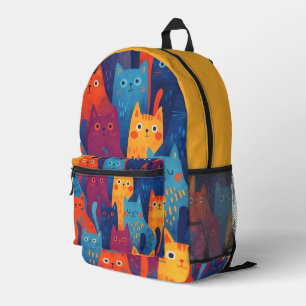 Farbenfrohes Cartoon-Katzenmuster   Süße, verspiel Bedruckter Rucksack