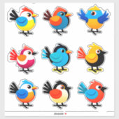 Farbenfrohes Cartoon-Vogel-Sticker-Set Aufkleber (Blatt)