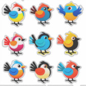 Farbenfrohes Cartoon-Vogel-Sticker-Set Aufkleber (Vorderseite)