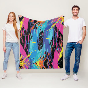 Farbenfrohes Chaos: Spritzer und Linien Fleecedecke