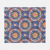 Farbenfrohes Chic Boho Mandala Fliesenmuster Fleecedecke (Vorderseite (Horizontal))