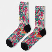 Farbenfrohes chinesisches Blumenmuster Socken (Linkes Detail)