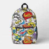 Farbenfrohes Comic-Pop-Art-Sprechblasenmuster Bedruckter Rucksack (Vorderseite)