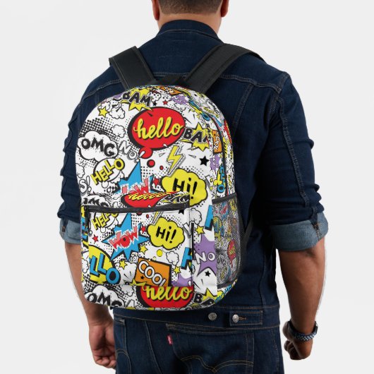 Farbenfrohes Comic-Pop-Art-Sprechblasenmuster Bedruckter Rucksack (Insitu (Modell))