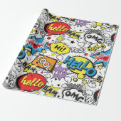 Farbenfrohes Comic-Pop-Art-Sprechblasenmuster Geschenkpapier (Ungerollt)