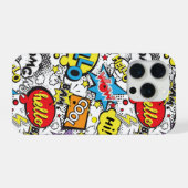 Farbenfrohes Comic-Pop-Art-Sprechblasenmuster iPhone Hülle (Rückseite (Horizontal))