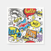 Farbenfrohes Comic-Pop-Art-Sprechblasenmuster Serviette (Vorderseite)