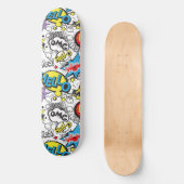 Farbenfrohes Comic-Pop-Art-Sprechblasenmuster Skateboard (Vorderseite)