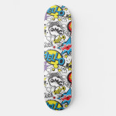 Farbenfrohes Comic-Pop-Art-Sprechblasenmuster Skateboard (Vorderseite)