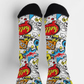 Farbenfrohes Comic-Pop-Art-Sprechblasenmuster Socken (Oben)